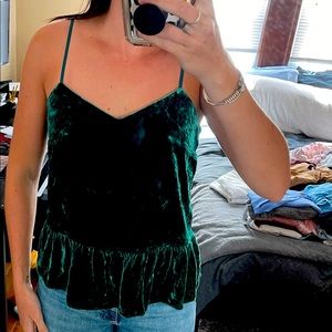 J. Crew green velvet tank top